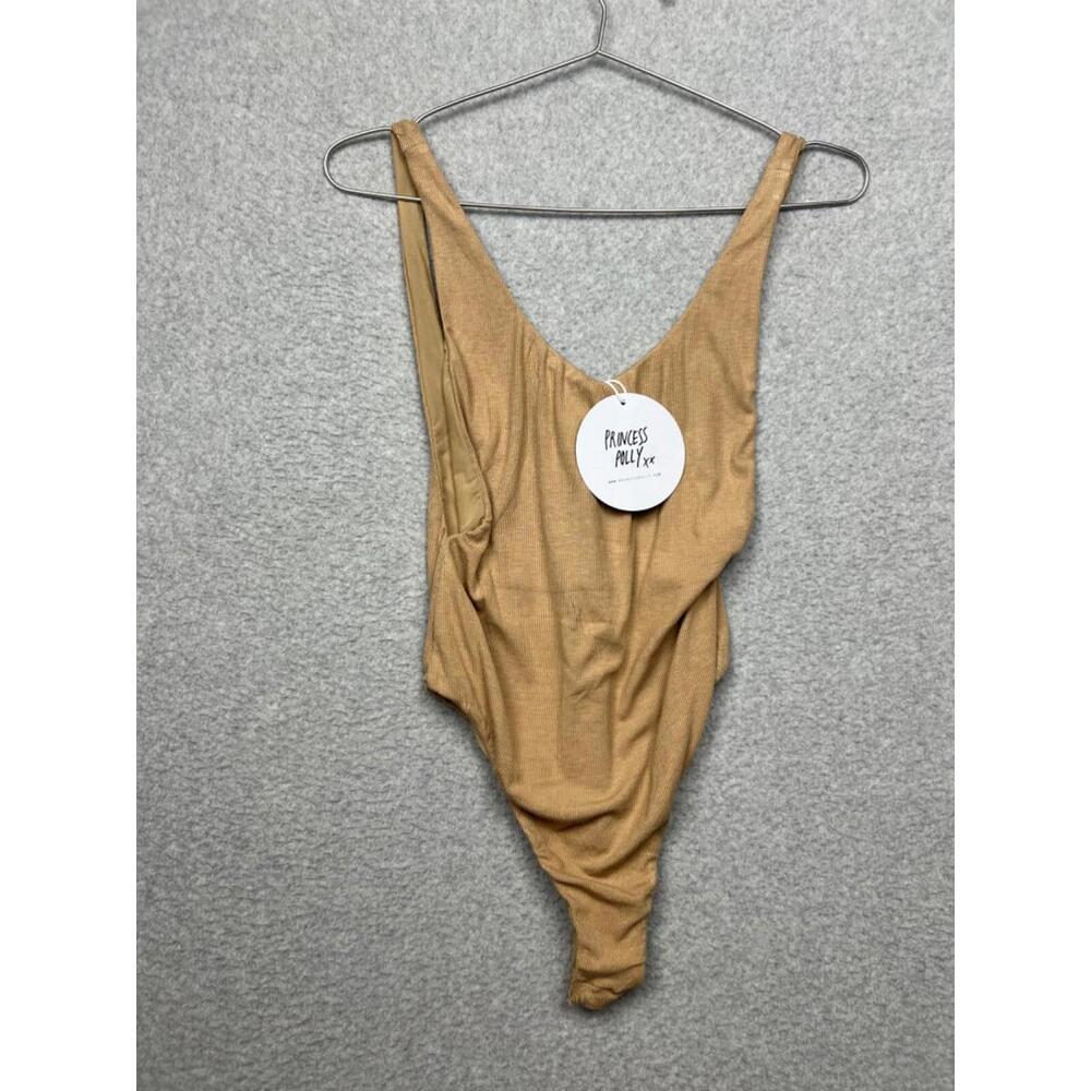 Princess Polly Bodysuit Ribbed Tank Top Womens 4 Minimalist Nude
